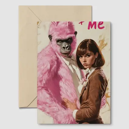 Pink Gorilla Bunny Woman Brown Suit Pop