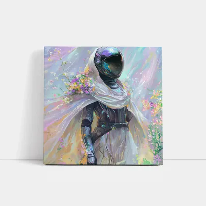 Armored Figure White Veil Floral Fantasy