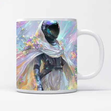 Armored Figure White Veil Floral Fantasy