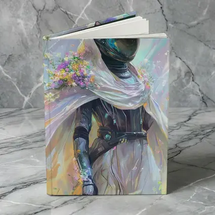Armored Figure White Veil Floral Fantasy