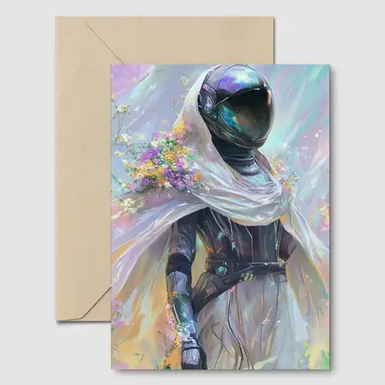 Armored Figure White Veil Floral Fantasy