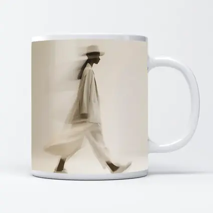Woman Walking Motion Blur Minimalist Beige