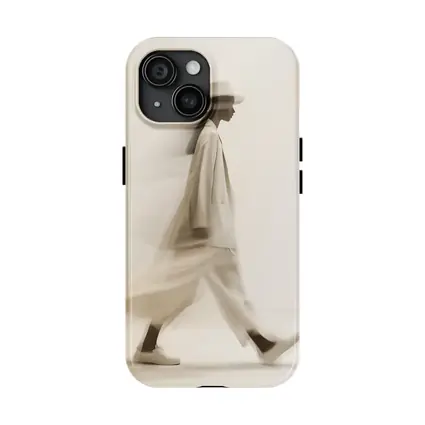 Woman Walking Motion Blur Minimalist Beige