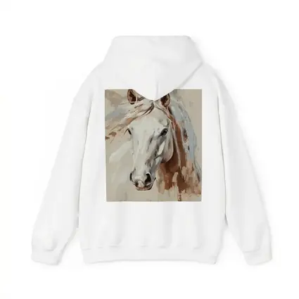 White Horse Portrait Beige Painterly Background