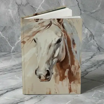 White Horse Portrait Beige Painterly Background
