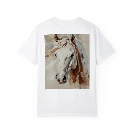 White Horse Portrait Beige Painterly Background