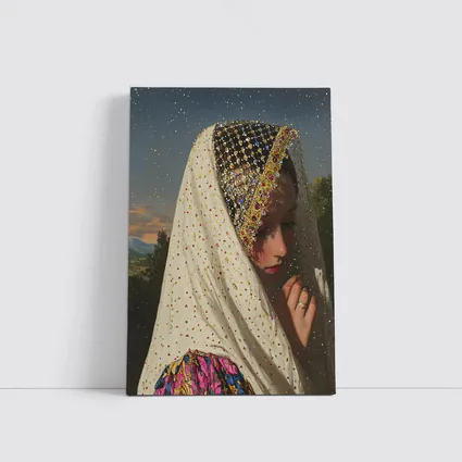 Jeweled Veil Woman Starry Night Sky