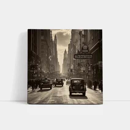 Great Gatsby Vintage City Street Sepia Scene
