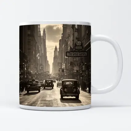 Great Gatsby Vintage City Street Sepia Scene