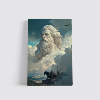 Zeus God Giant Face Clouds Warriors Fantasy