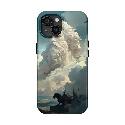 Zeus God Giant Face Clouds Warriors Fantasy