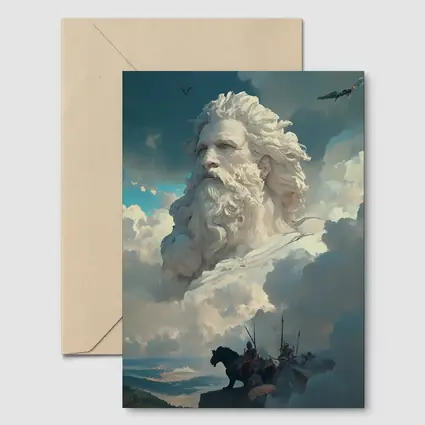 Zeus God Giant Face Clouds Warriors Fantasy