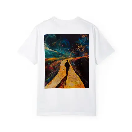 Silhouette Man Walking Cosmic Painted Path