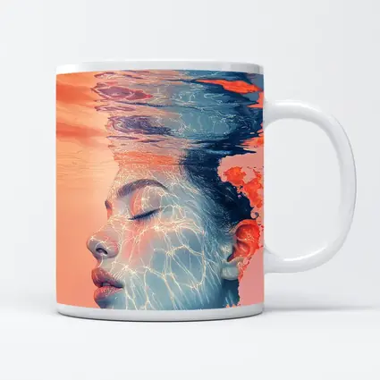 Woman Face Underwater Coral Abstract Art