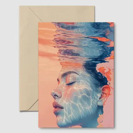 Woman Face Underwater Coral Abstract Art
