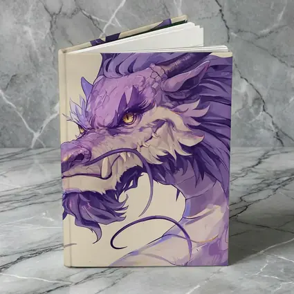 Purple Dragon Head Anime Art Beige Background