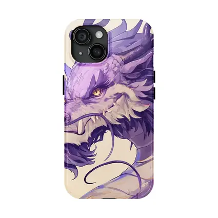 Purple Dragon Head Anime Art Beige Background