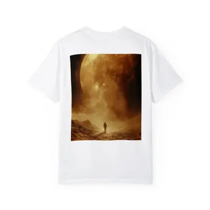 Lone Astronaut Walking Toward Giant Planet