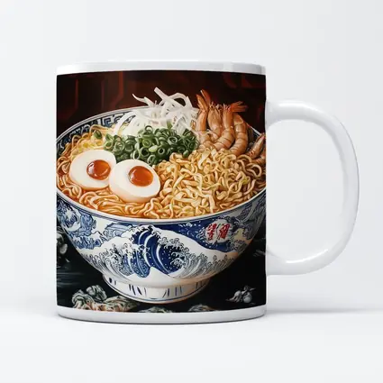 Shrimp Ramen Bowl Japanese Wave Painting