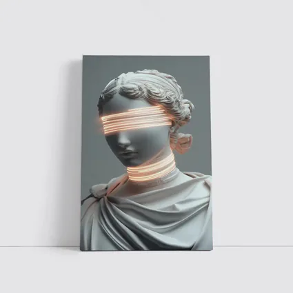 Greek Statue Neon Glitch Surreal Art