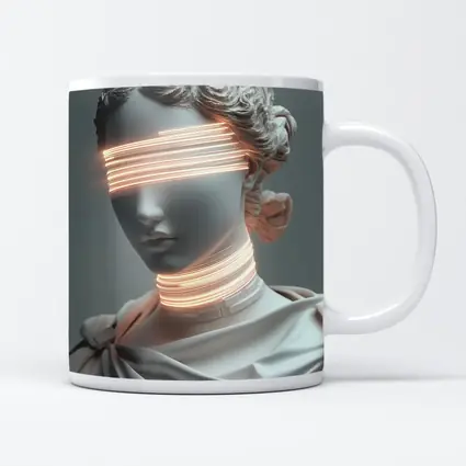 Greek Statue Neon Glitch Surreal Art