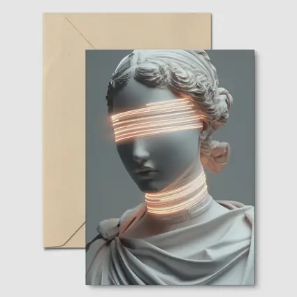 Greek Statue Neon Glitch Surreal Art