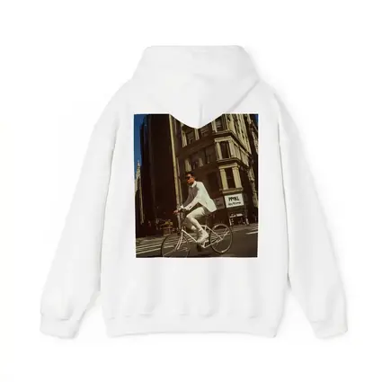 Man in White Suit Cycling New York City