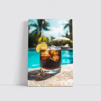 Dark Rum Cola Drink Poolside Tropical Setting
