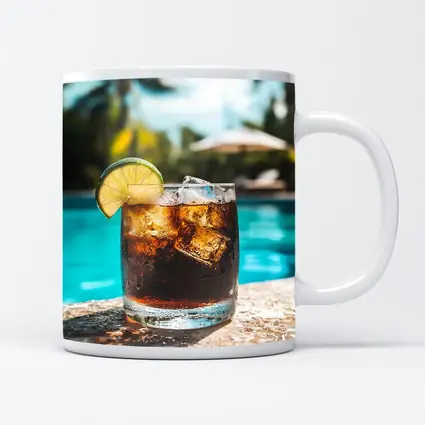 Dark Rum Cola Drink Poolside Tropical Setting