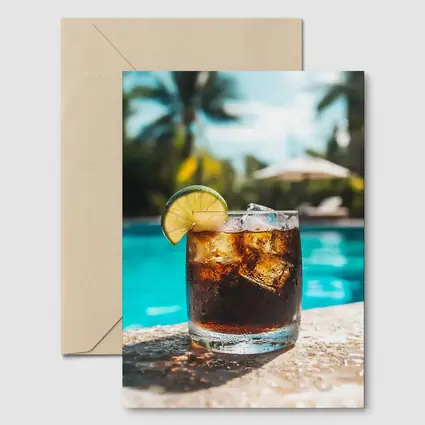 Dark Rum Cola Drink Poolside Tropical Setting