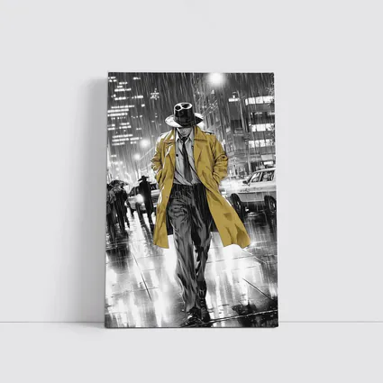 Detective Walking Rainy City Street Night