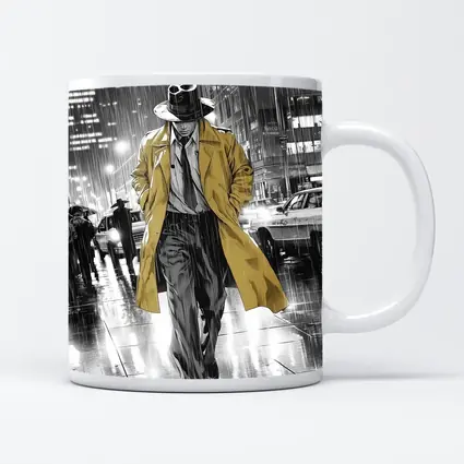 Detective Walking Rainy City Street Night