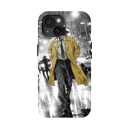 Detective Walking Rainy City Street Night