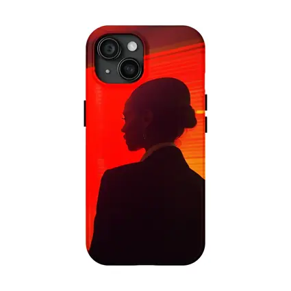 Woman Silhouette Red Neon Window Dark