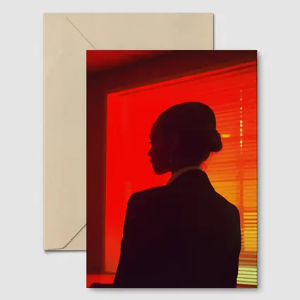 Woman Silhouette Red Neon Window Dark