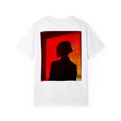Woman Silhouette Red Neon Window Dark