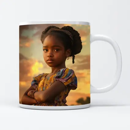 Confident Young Girl Golden Sunset Sky