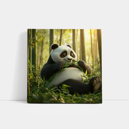 Chubby Panda Eating Bamboo Forest