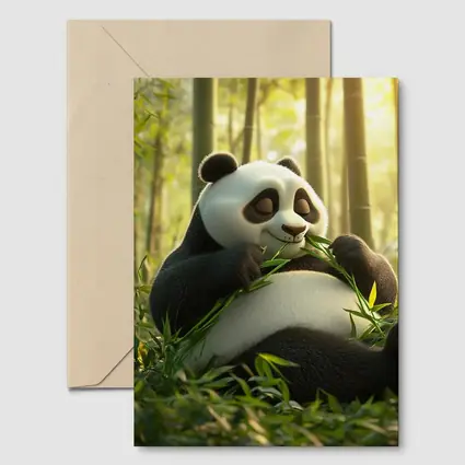 Chubby Panda Eating Bamboo Forest