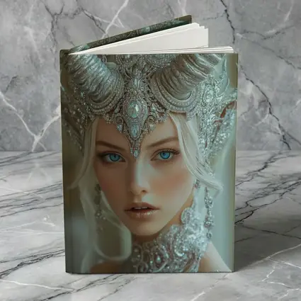 Fantasy White Horned Queen Silver Crown Portrait