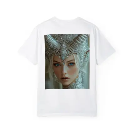 Fantasy White Horned Queen Silver Crown Portrait