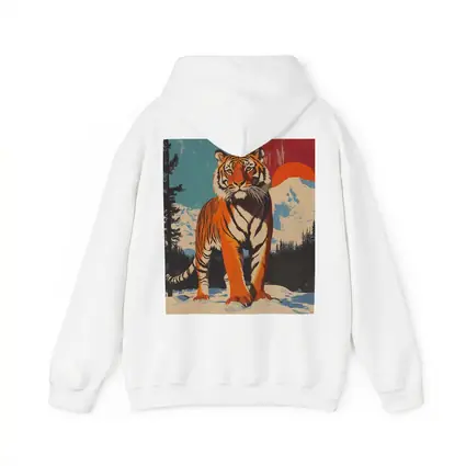 Tiger Standing in Snowy Mountain Landscape