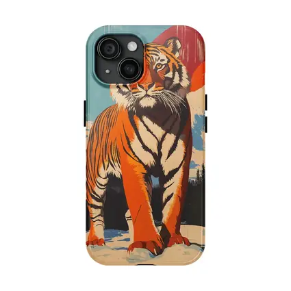 Tiger Standing in Snowy Mountain Landscape