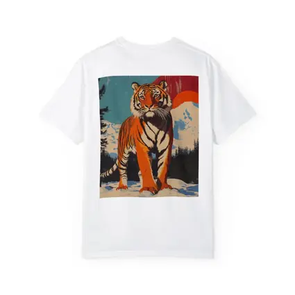 Tiger Standing in Snowy Mountain Landscape