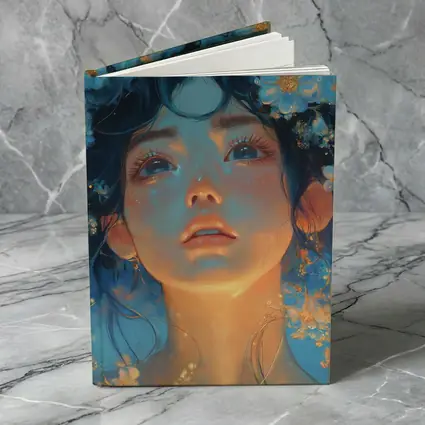 Anime Girl Blue Flowers Fantasy Portrait