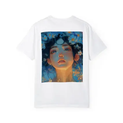 Anime Girl Blue Flowers Fantasy Portrait