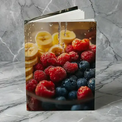 Fresh Raspberries Blueberries Banana Slices Bowl