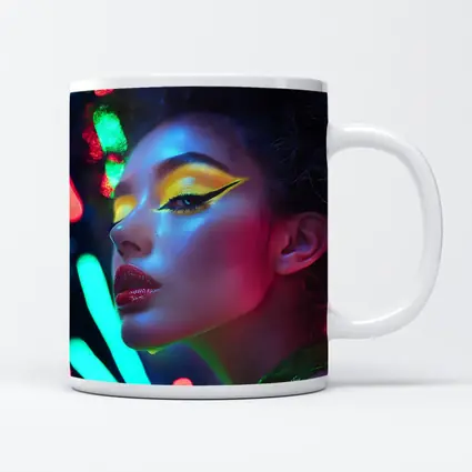 Neon Makeup Woman Bold Colorful Night Portrait