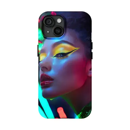Neon Makeup Woman Bold Colorful Night Portrait