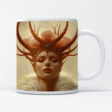 Fantasy Woman Ocean Crown Surreal Portrait Art